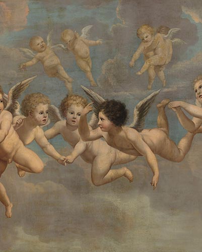 papier peint Lou garu flying putti