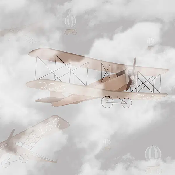 Papier peint Mini Lou – Biplane panoramique Lou Garu