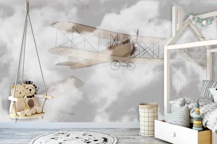 Papier peint – Biplane – disponible sur mesure panoramique Lou Garu