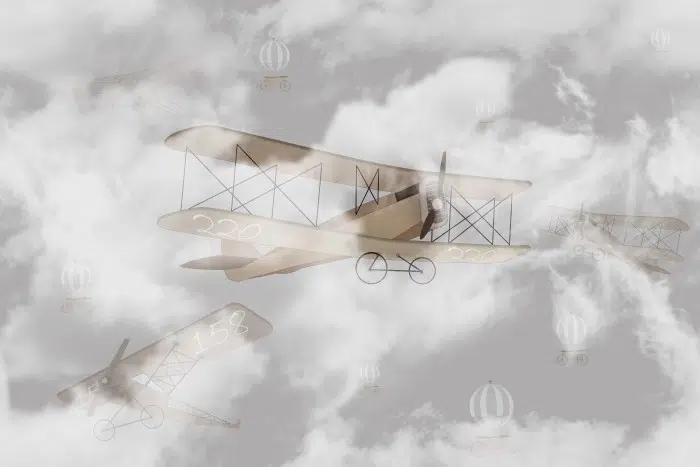 Papier peint Mini Lou – Biplane panoramique Lou Garu