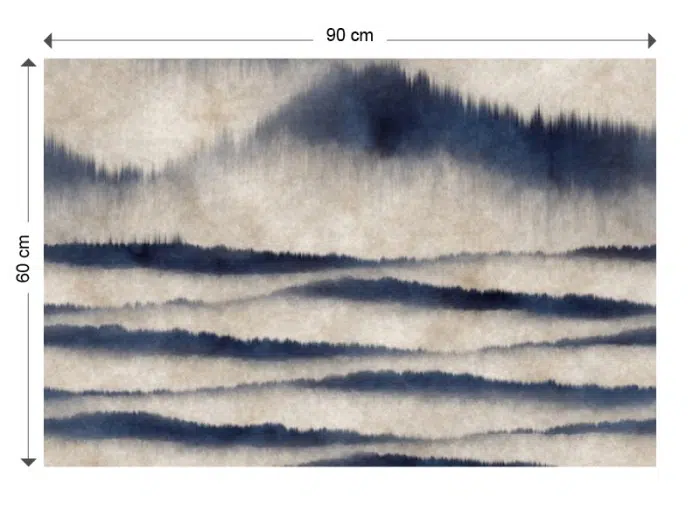 Papier peint Paysage lointain – Blue Lines panoramique Lou Garu